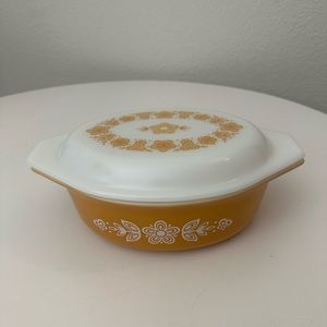 Vintage Boho MCM Jungalow Pyrex Butterfly Covered Casserole Pan Dish